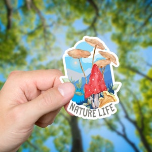Mushroom Decal Sticker | Nature Life | Outdoorsy | Naturewalk | Hiking | USA Made | Mushroom hunting | Foraging | Stickers Waterproof | PNW