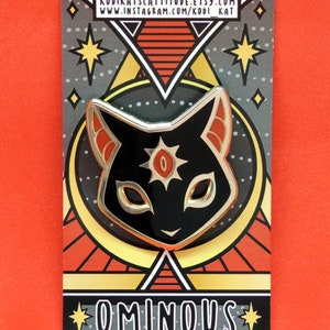 Ominous Enamel Pin V2, Hard Enamel Black Cat Pin