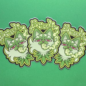 Weed Cat Sprigatito Sticker image 2