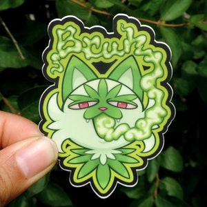 Weed Cat Sprigatito Sticker image 1