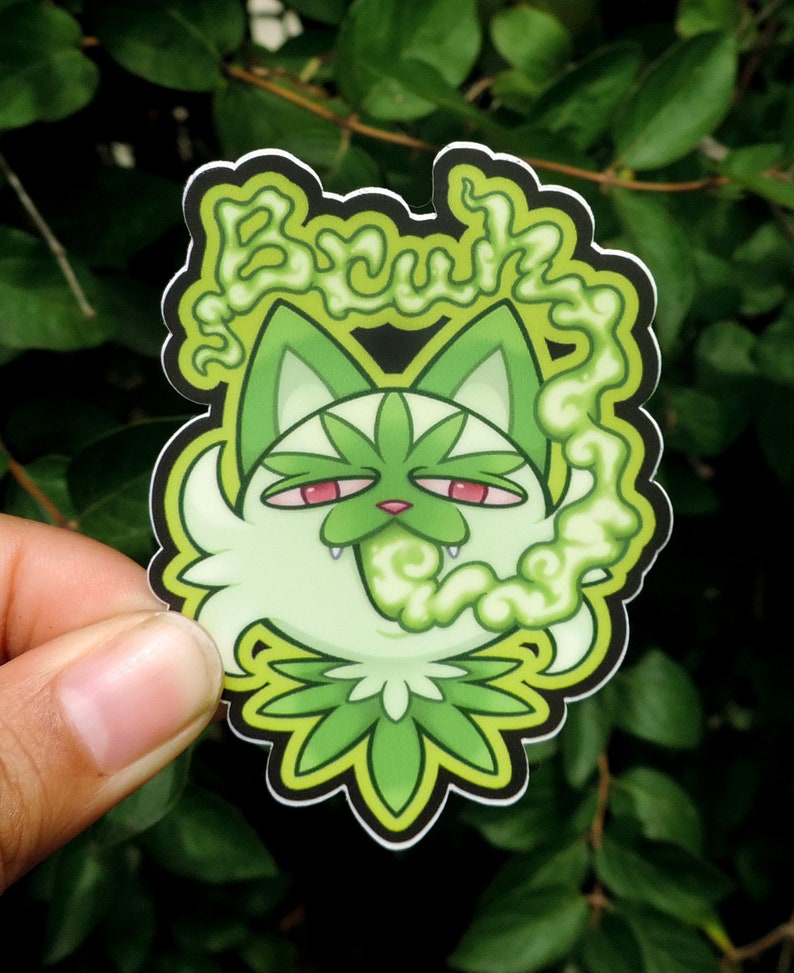 Weed Cat Sprigatito Sticker image 1