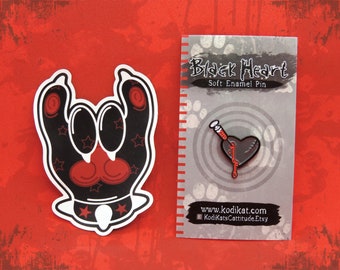 Black Heart Soft Enamel Pin - Heart Label Pin - Black Enamel Pin Badge - Emo Pin - Yamikawaii