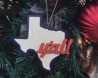 Red Y'all Texas Country Ornament