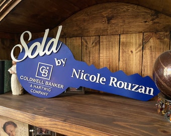 Realtor Sold Key Sign, Key Shape Sold Sign, Realtor Key Photo Prop, New Home Key Sign, Coldwell Banker, Carrying Case, Photo Prop, Closing