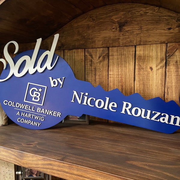 Realtor Sold Key Sign, Key Shape Sold Sign, Realtor Key Photo Prop, New Home Key Sign, Coldwell Banker, Carrying Case, Photo Prop, Closing