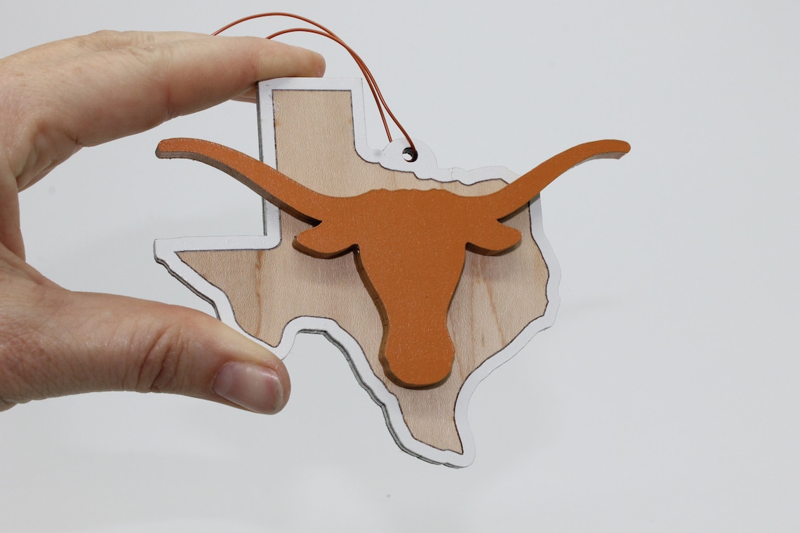 University of Texas Longhorns Ornament Overlay With White Etsy