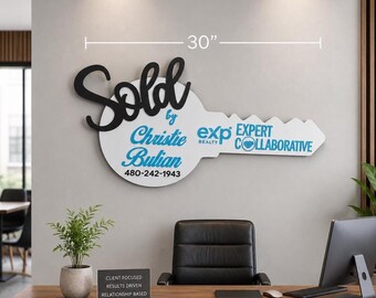 Personalized Key Shaped Realtor Sign for Social Media Marketing Closing Day Photo Buyers Sellers Custom Closed Sign New Homeowner Gift Idea
