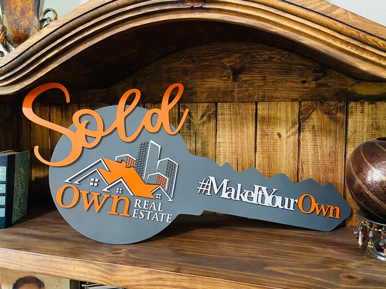 Realtor Sold Key Sign Key Shape Sold Sign Realtor Key Photo Etsy