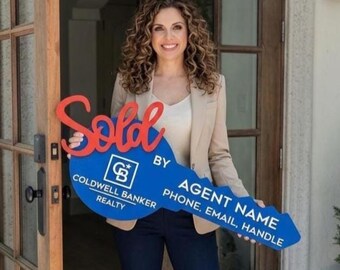 Realtor Sold Sign Closing Day Real Estate Agent Sold Key Prop House Closing Photo Prop Marketing Sign Personalized Business Branding Idea