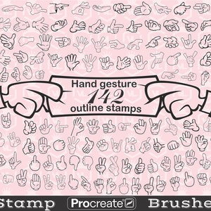 Pędzle do stempli Cartoon Hands Procreate, stemple Hand Procreate, zestaw pędzli Procreate na iPada