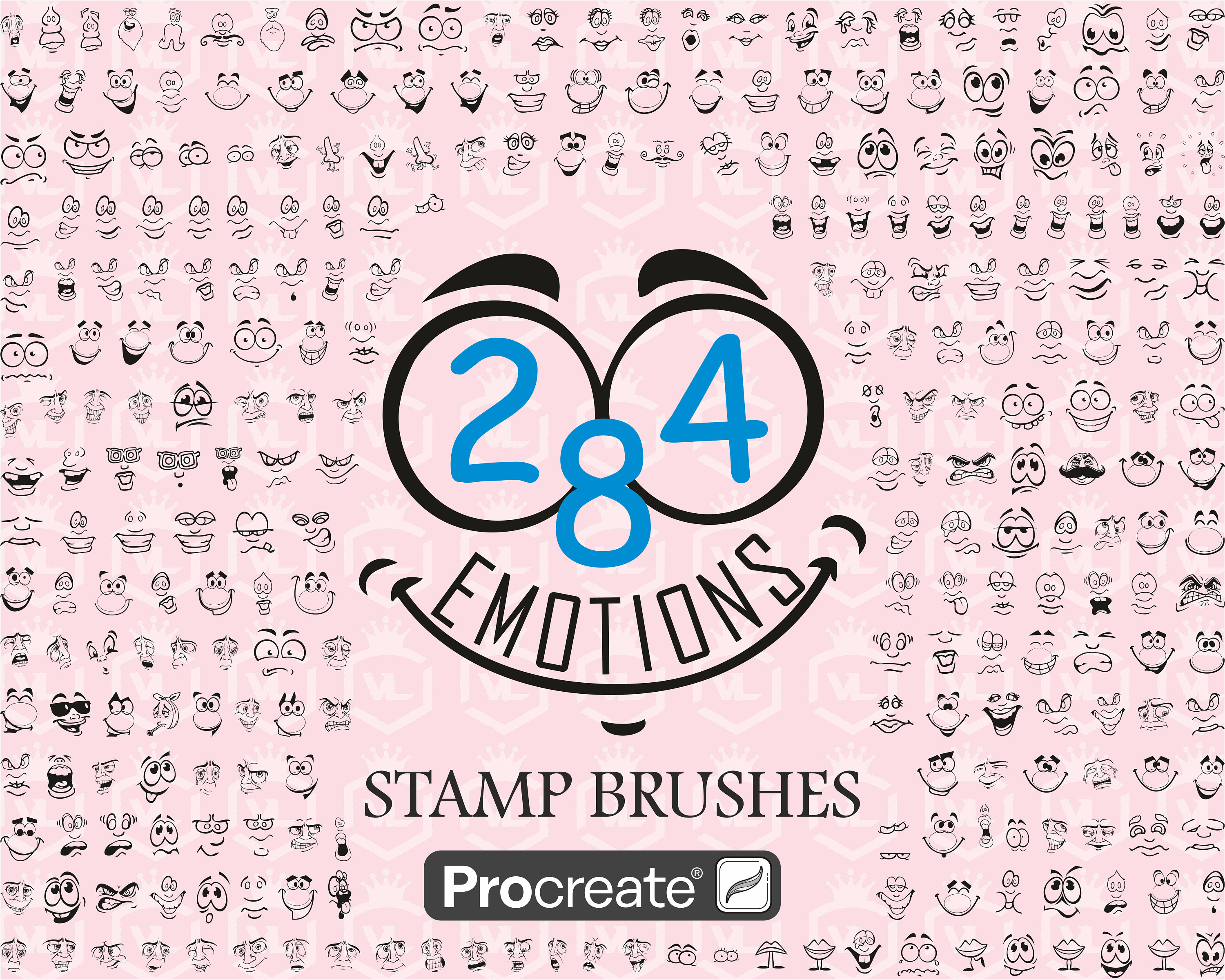 Emotion Faces Procreate Stamp Brushes Cartoon Faces Procreate Etsy Canada
