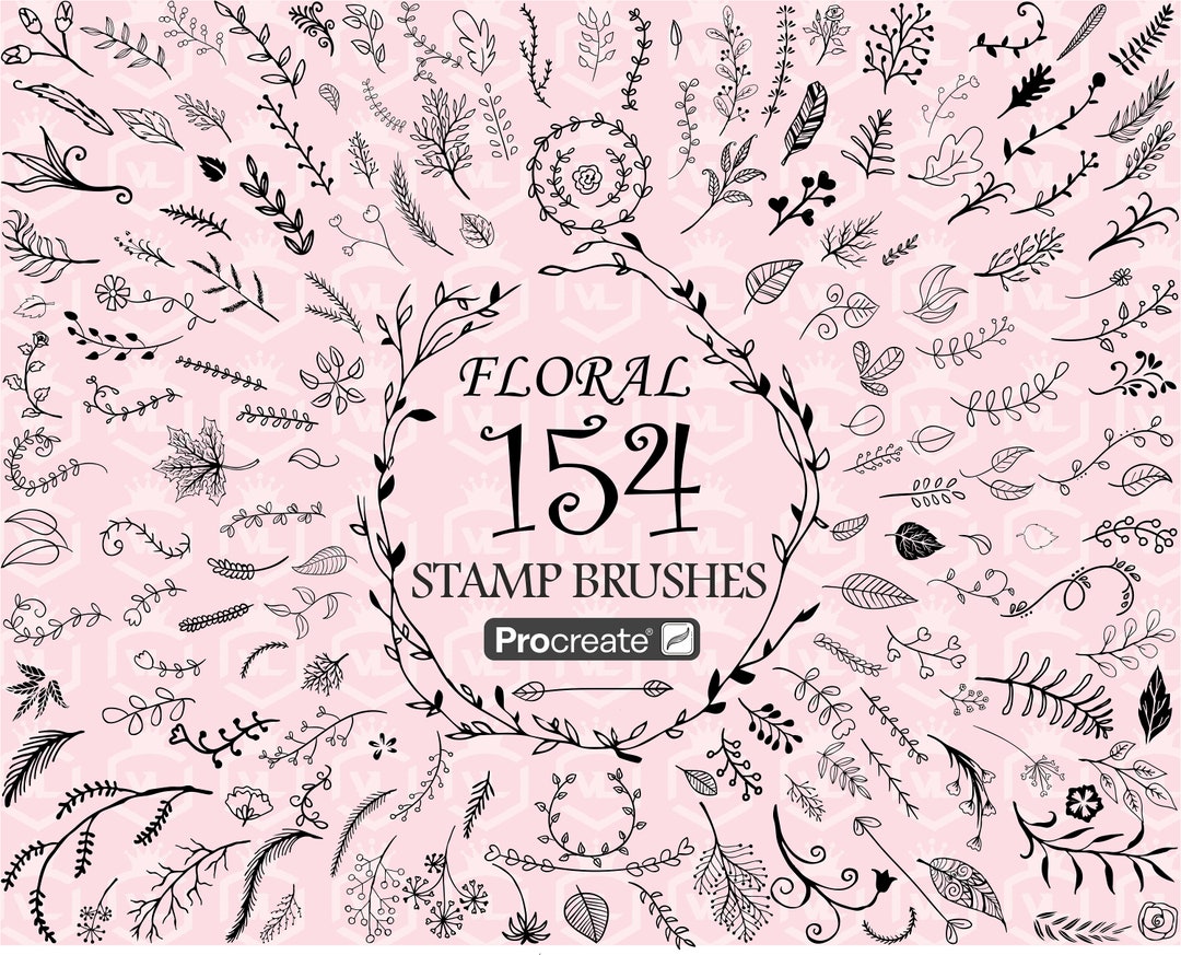 Botanical Procreate Stamp Brushes, Floral Procreate Stamps, Brushset ...