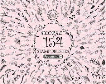 Blumen, Blätter und Zweige Procreate Procreate Stempel, Pinselset für iPad, Pinsel, Pinsel, Pinsel
