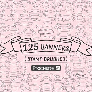 Banner Procreate Stamp Brushes, Ribbon Procreate Stamps, Brushset for iPad