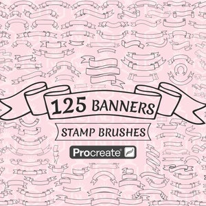 Pinceaux pour tampons Procreate pour bannière, tampons Procreate en ruban, jeu de pinceaux pour iPad