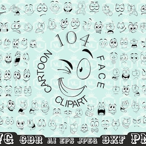 Emotion faces clipart, Emoji faces, Cartoon faces Svg, Feeling clip art, Expression faces Png Eps, Silhouette faces, Outline faces Cut files