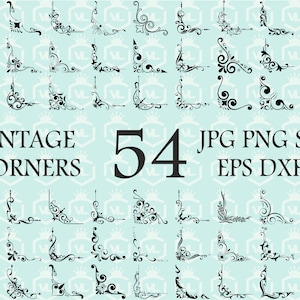 54 Vintage lijst met hoekillustraties