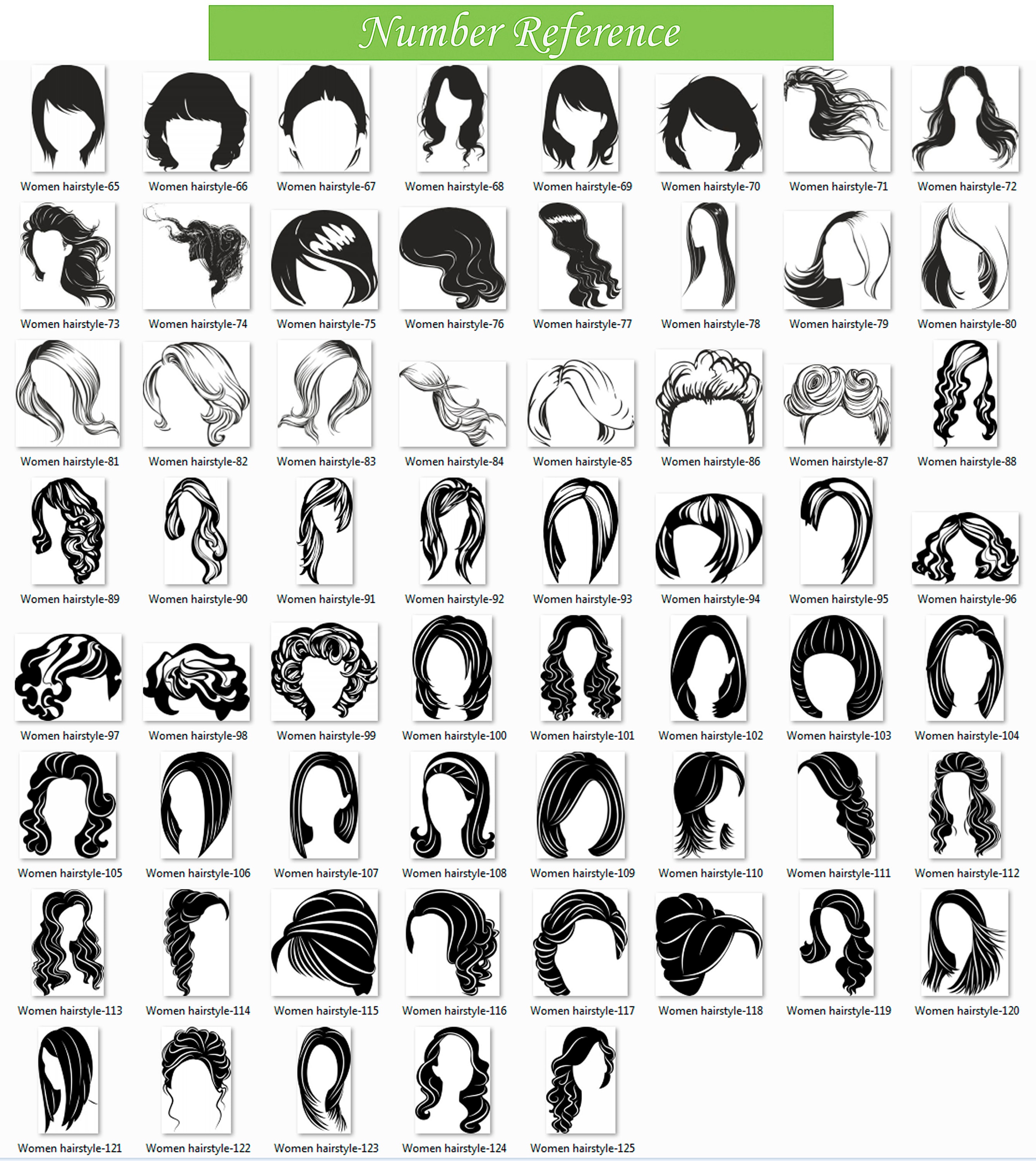 125 Women Hairstyle Procreate Stamp Brushes Female Hair | Etsy