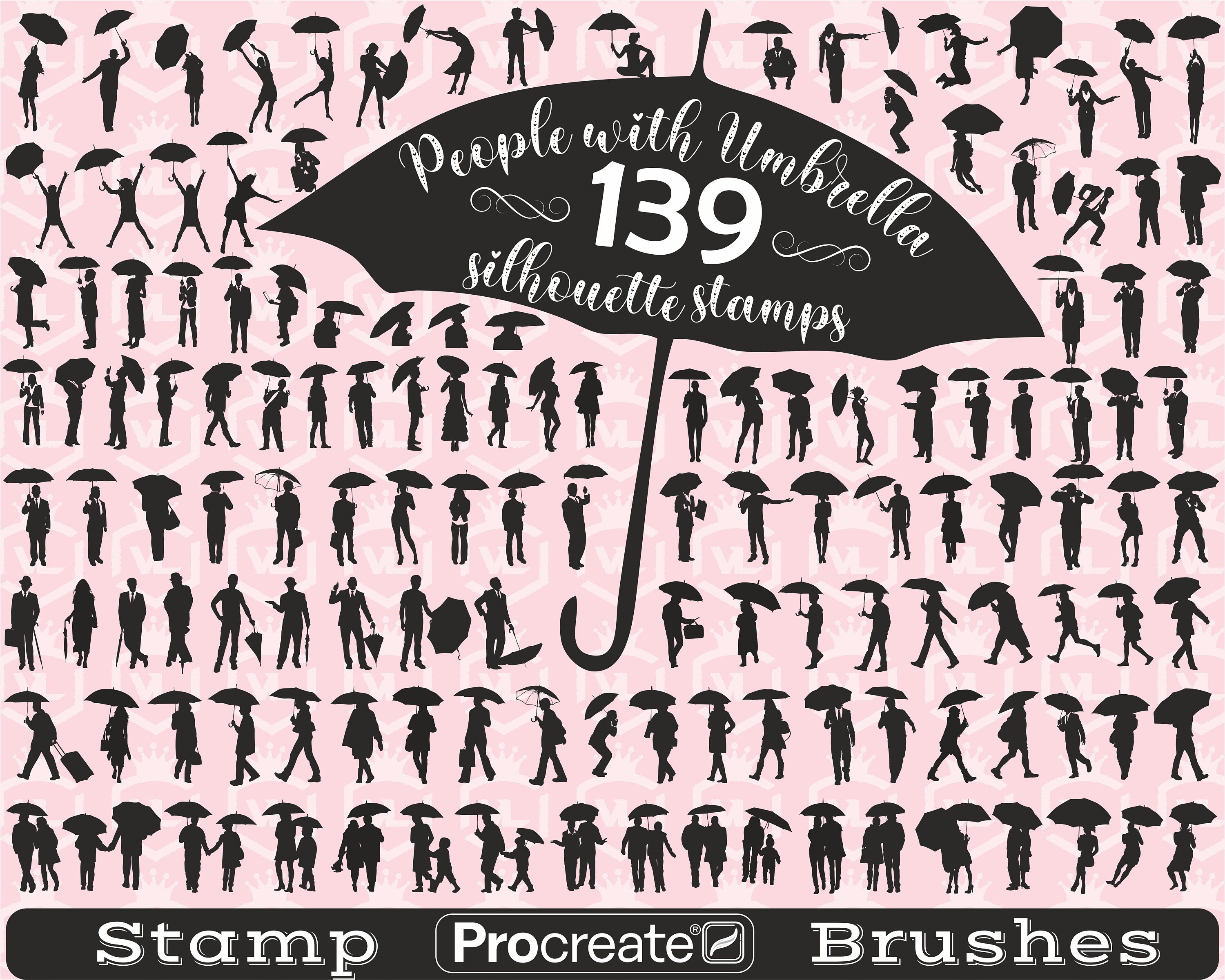 Menschen mit Regenschirm Procreate Pinselset, Frauen und Männer Silhouette  Procreate Stempel, Mädchen unter Regenschirm Pinselset für iPad, Stempel  Set - Etsy Österreich, image size:3000x2401