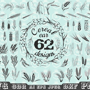 Grano - Clipart spiga di cereale, Contorno - Grano disegnato a mano, SVG PNG, Silhouette di grano, Scarabocchio - Logo - Disegno del raccolto del grano, File Cutfile Cricut