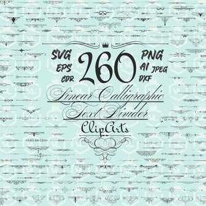Calligraphic vector clipart SVG PNG files Text divider Swirl image Page decoration Transparent background