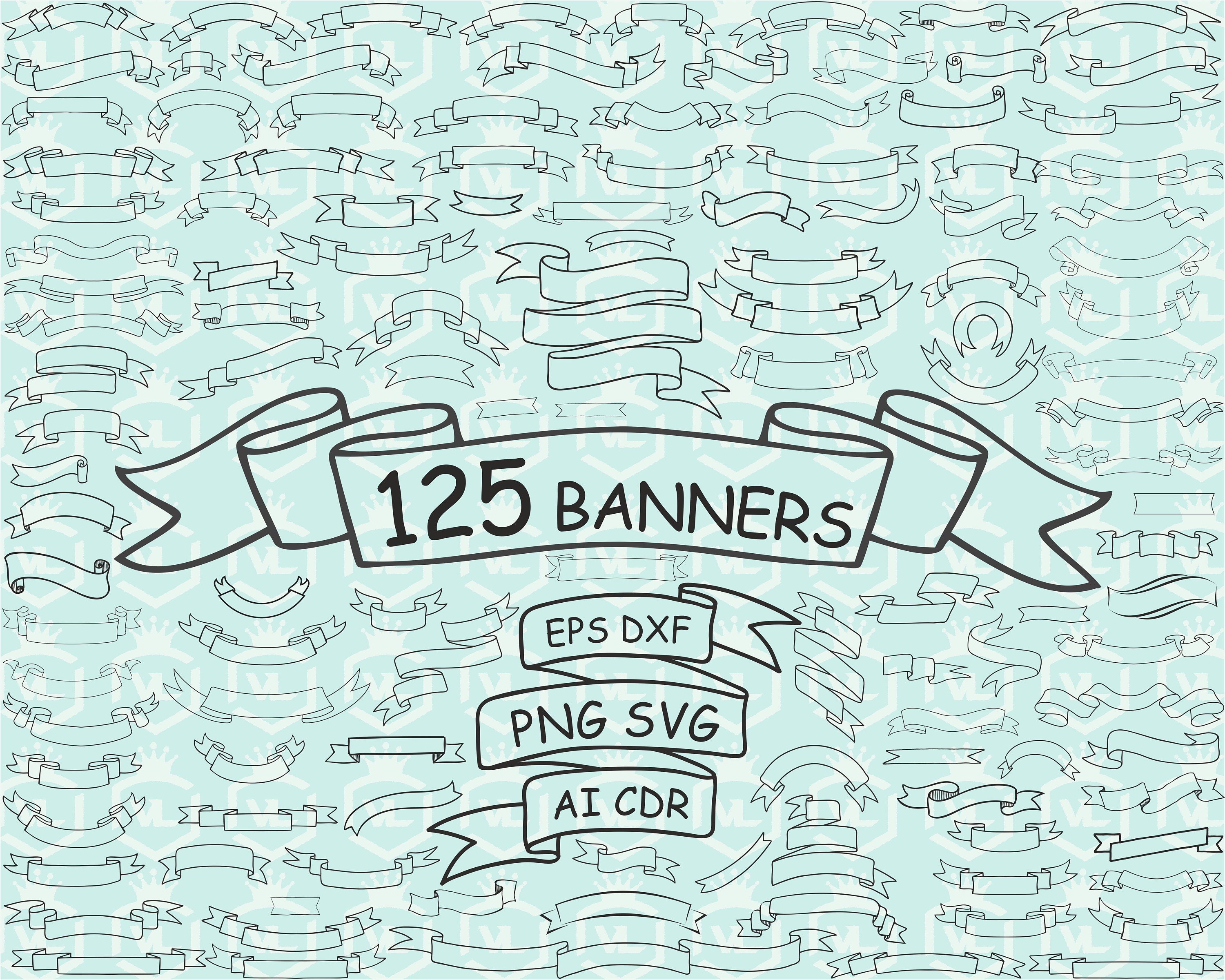 Outline Banners, Ribbons, Label, Scroll Clip Art Clipart Design Svg F…