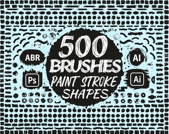 Paint Brush Strokes, Brushes for Photoshop and Illustrator, Brush Stroke shapes, Grunge Paint Stain, Paint Splatters