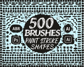 Paint Brush Strokes, Brushes for Photoshop and Illustrator, Brush Stroke shapes, Grunge Paint Stain, Paint Splatters