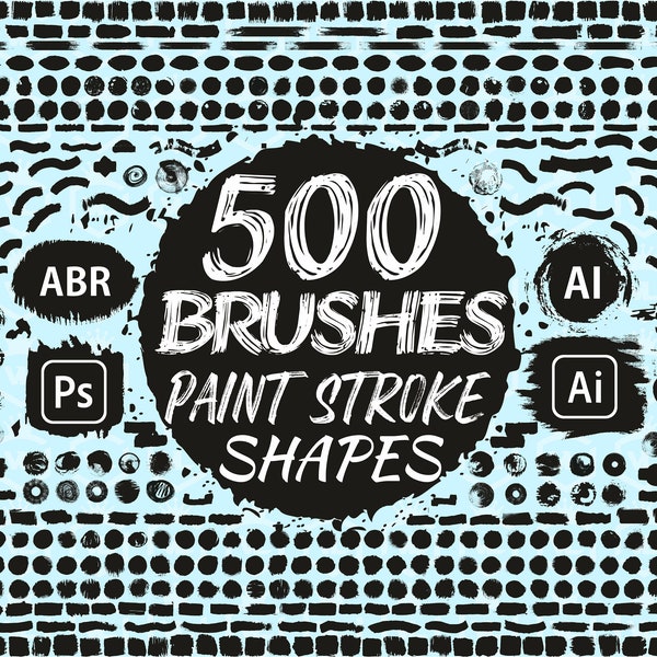 Paint Brush Strokes, Brushes for Photoshop and Illustrator, Brush Stroke shapes, Grunge Paint Stain, Paint Splatters