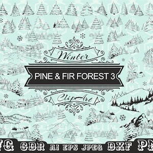 Contorno Pino Sempreverde Albero Foresta bundle SVG e PNG, Silhouette Foresta, Foresta all'aperto, File di taglio Foresta, Foresta di pini, File di taglio Cricut