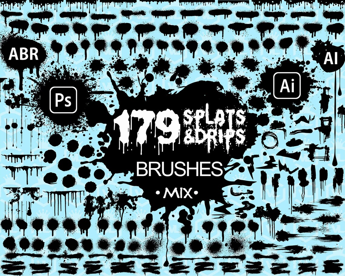 Paint Splatter Brushes for Adobe Photoshop and Illustrator - Etsy