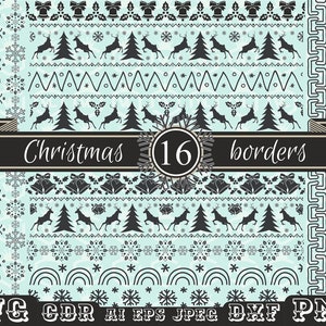 Paquete de borde decorativo navideño, borde SVG sin costuras, divisor festivo, fondo transparente, archivo Cricut Cut, png, uso comercial
