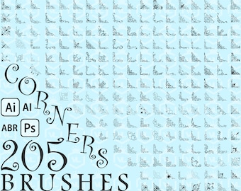 Page corner bundle, Brushes for Photoshop and Illustrator, Digital page decoration, Page corner element, abr & ai, Vintage page corners
