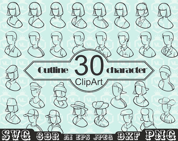 Hand Drawn Outline People Character Clipart SVG People Job - Etsy