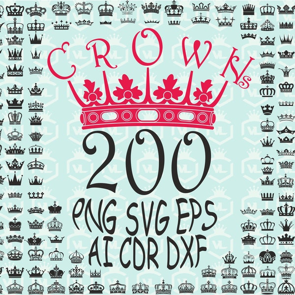 Crowns clipart pack SVG ai PNG cdr eps and DXF Queen Crown svg Royal Crown png Kingdom crown silhouette King crown svg Tiara crown