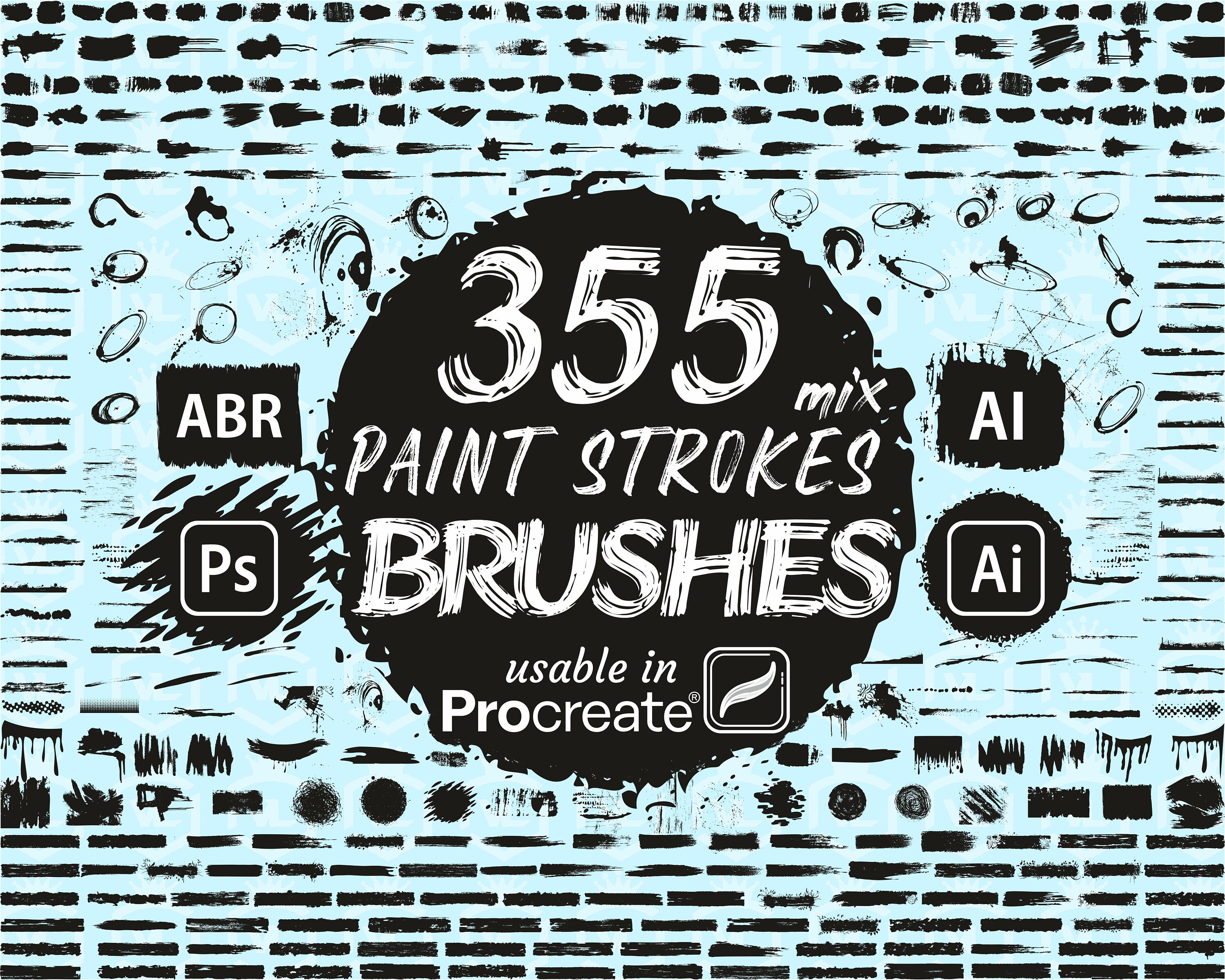 MEGASET Paint Brush Strokes Brushes for Photoshop and - Etsy