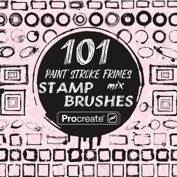 Paint Brush Frames Procreate Stamp Brushes, Splatter Frame Procreate Stamps, Distressed Paint Frames Brushset, Brushpack for iPad