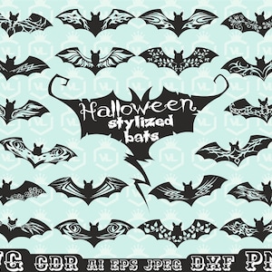 Halloween nietoperz wystrój SVG pakiet, nietoperz clipart, nietoperz projekt Png Eps, sylwetka nietoperza, upiorny nietoperz, Boo, cukierek albo psikus, przezroczyste tło