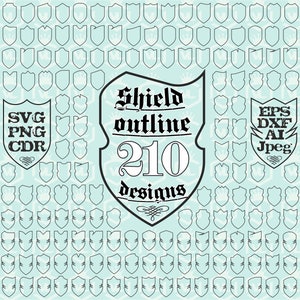 Outline Shields, Badges, Label, Logo Clip Art Clipart Design Svg Files, Png Eps Files Transparent background, Silhouette Cricut Cut File