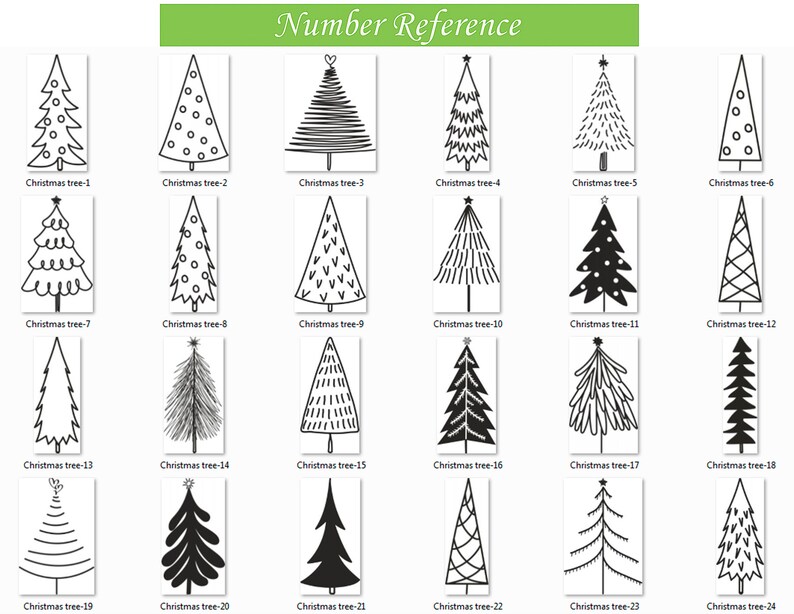 Christmas Tree Procreate Stamp Brushes, Cartoon Doodle Pine & Fir ...