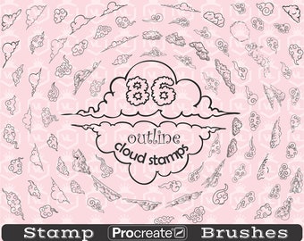 Cloud Procreate Stamp Brushes, Smoke Procreate Stamps, Weather Brushset for iPad