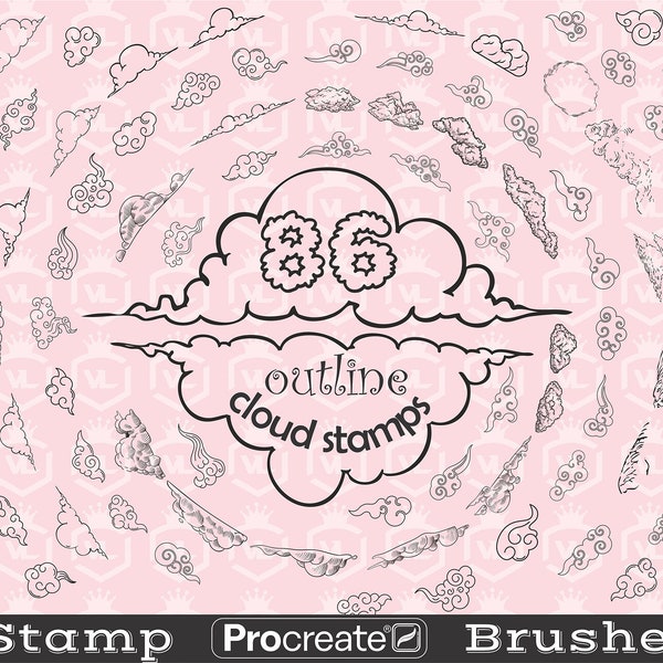 Cloud Procreate Stamp Brushes, Smoke Procreate Stamps, Weather Brushset for iPad