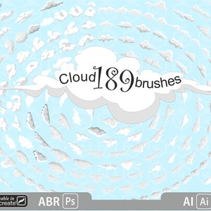 Pincel de diseño de nubes para Photoshop (utilizable en Procreate 5) e Illustrator CC, sello Heaven, sello Weather, sello Ps & AI Cloud, archivo ABR