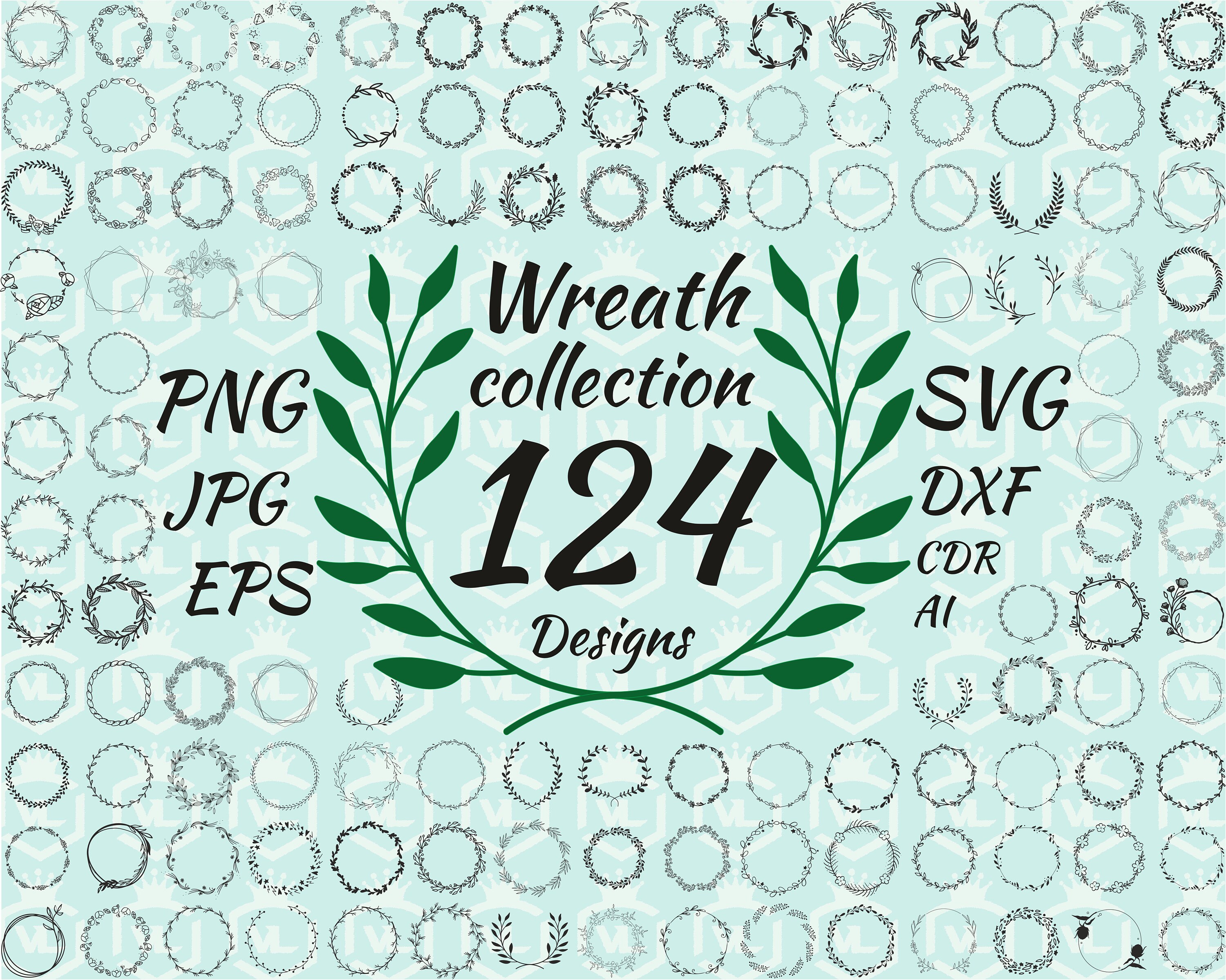 Hand drawn floral branch wreath bundle SVG, Flower vector frame, Logo…