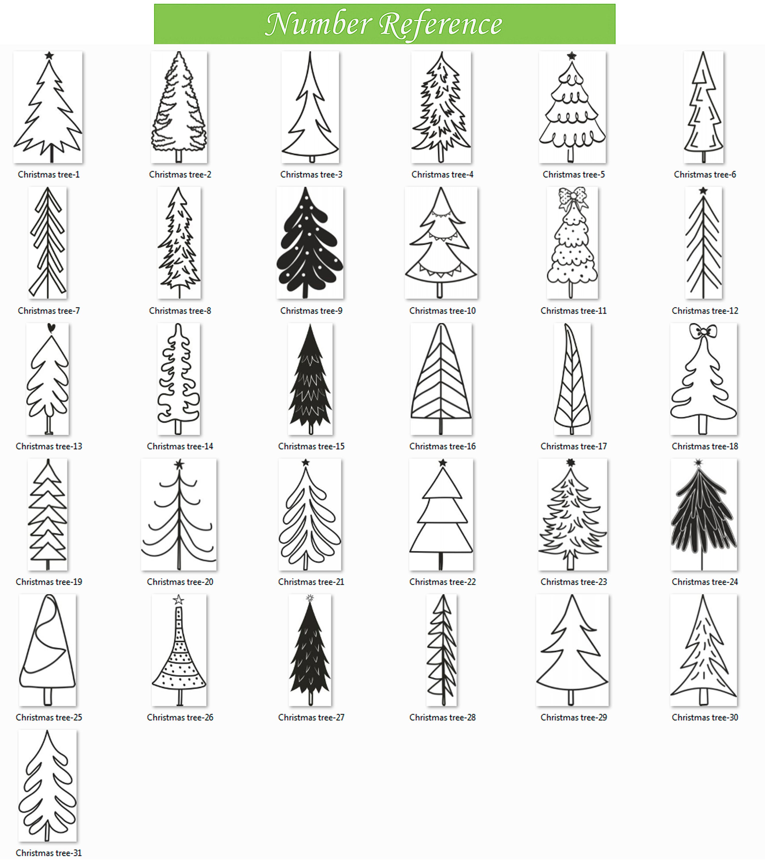 Christmas Tree Procreate Stamp Brushes, Cartoon Doodle Pine & Fir ...
