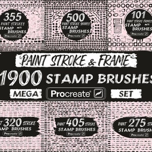 Paint Brush Strokes Procreate Stamp Brushes, Bundle of Splatter Procreate Stamps, Distressed Frame Procreate Stamps, Brushpack for iPad