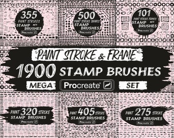 Paint Brush Strokes Procreate Stamp Brushes, Bundle of Splatter Procreate Stamps, Distressed Frame Procreate Stamps, Brushpack for iPad