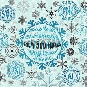 Pacchetto clipart di fiocchi di neve, decorazione di fiocchi di neve di Natale SVG Png Eps, Silhouette di fiocchi di neve, Vettore di fiocchi di neve di Capodanno, File di taglio di fiocchi di neve