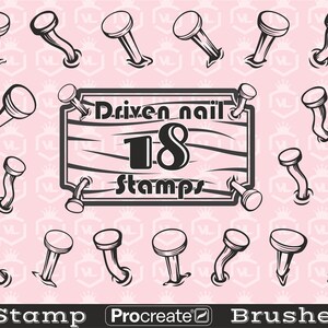 May include: A set of 18 black and white nail stamps for use with nail polish. The stamps are designed to look like nails hammered into a piece of wood. The image includes the text "Driven nail 18 stamps".