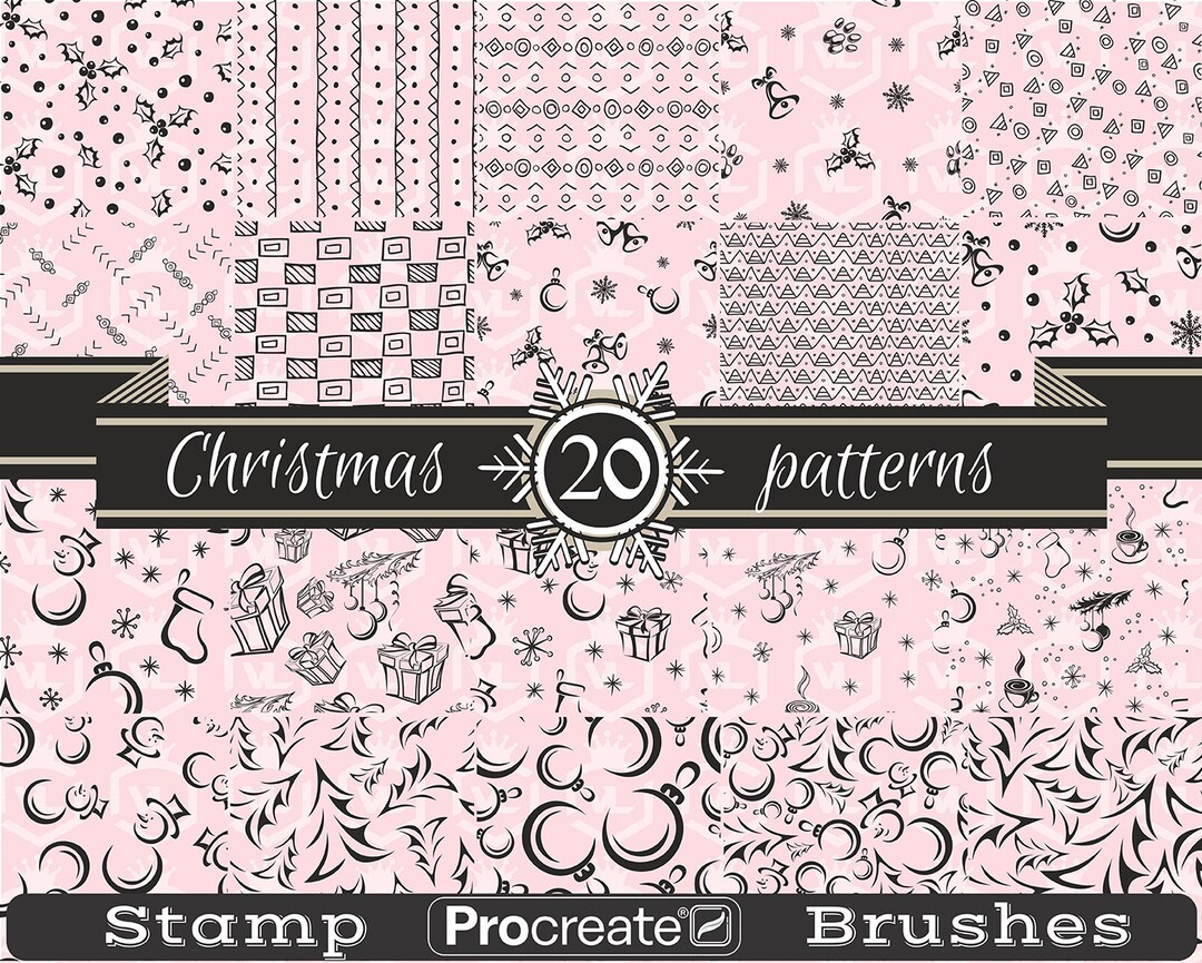 Seamless Christmas Procreate Pattern Stamps, Winter Holiday Pattern ...